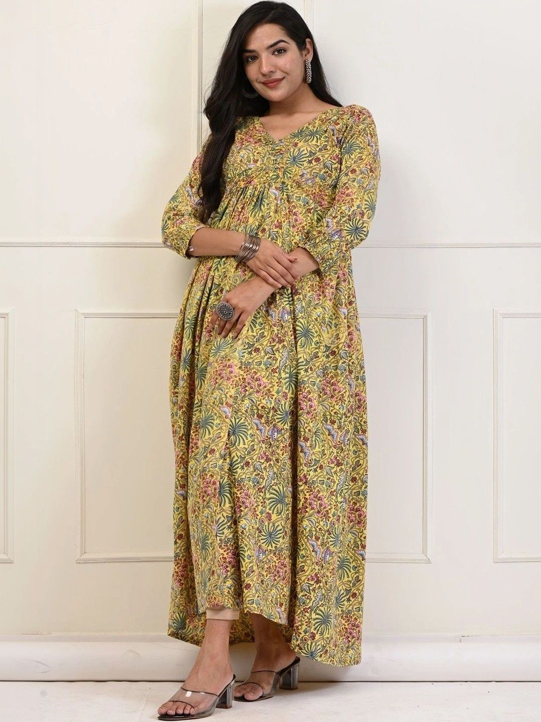 Plumkins Floral Print A-Line Maxi Dress