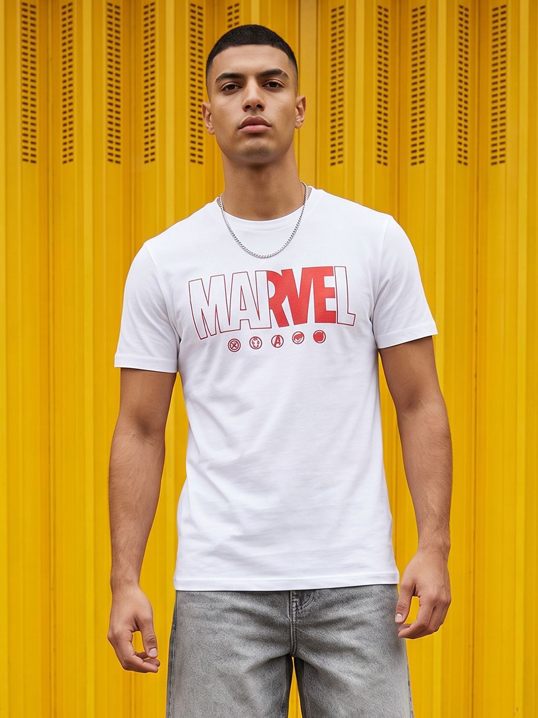 MARVEL STREET Typography Printed Pure Cotton T-Shirt