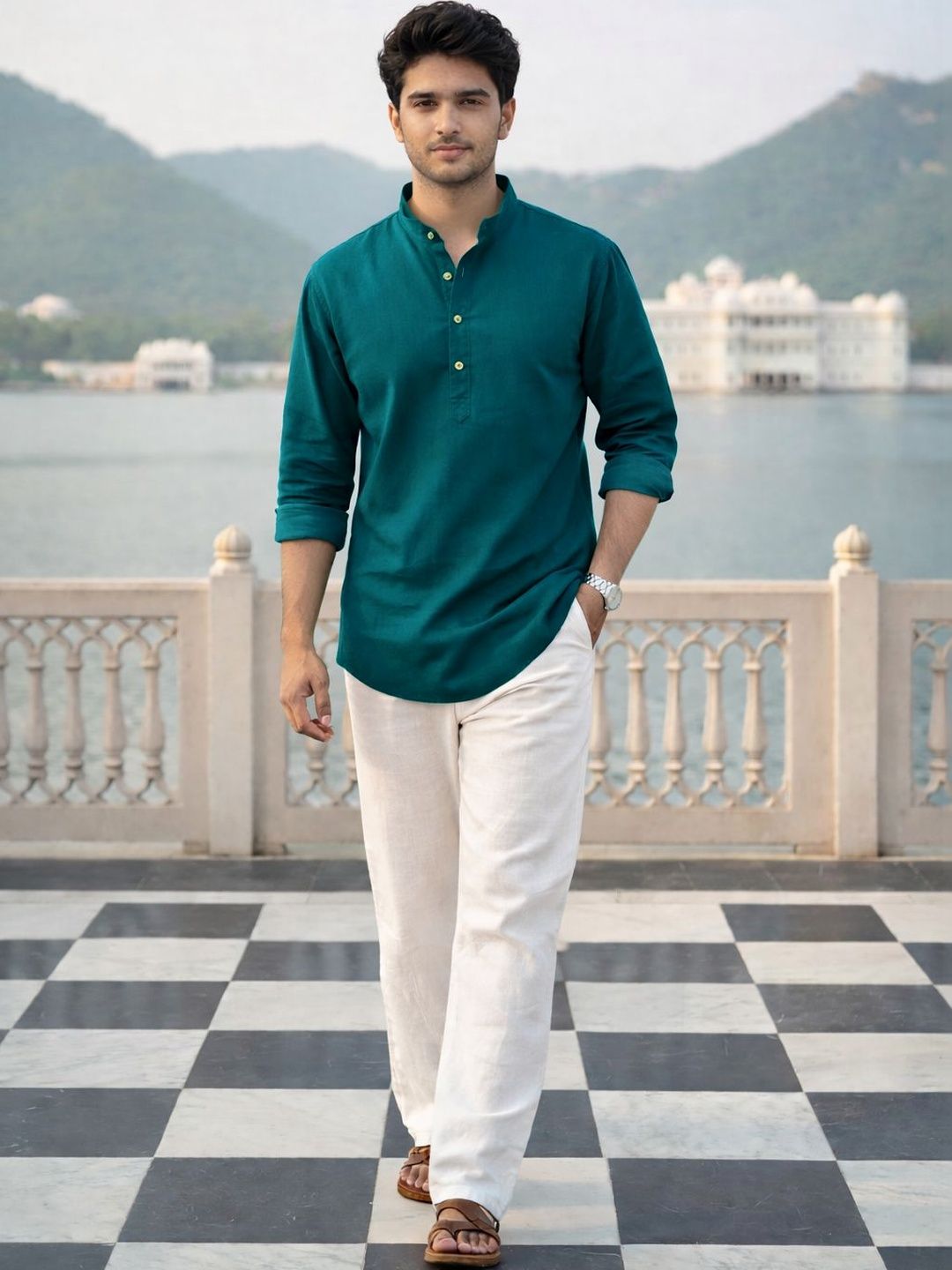 Anouk Men Pure Cotton Daily Short Kurta