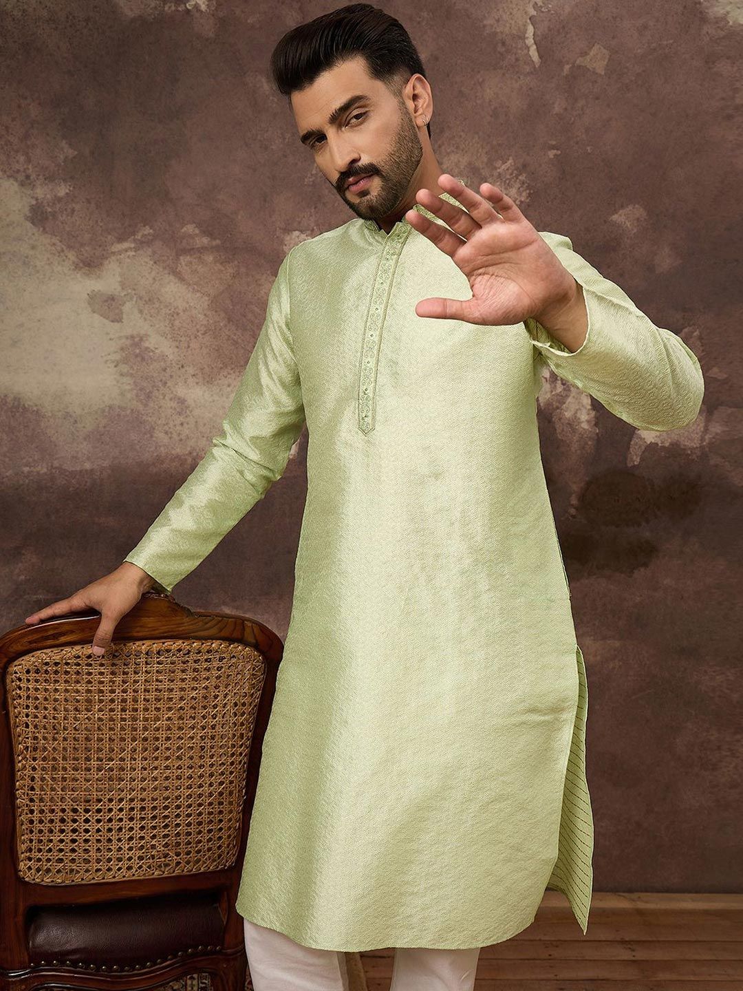 Anouk Men Solid Blended Kurtas