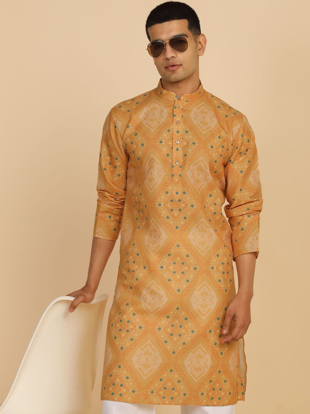 Anouk Mirage Ethnic Motifs Mustard Kurta