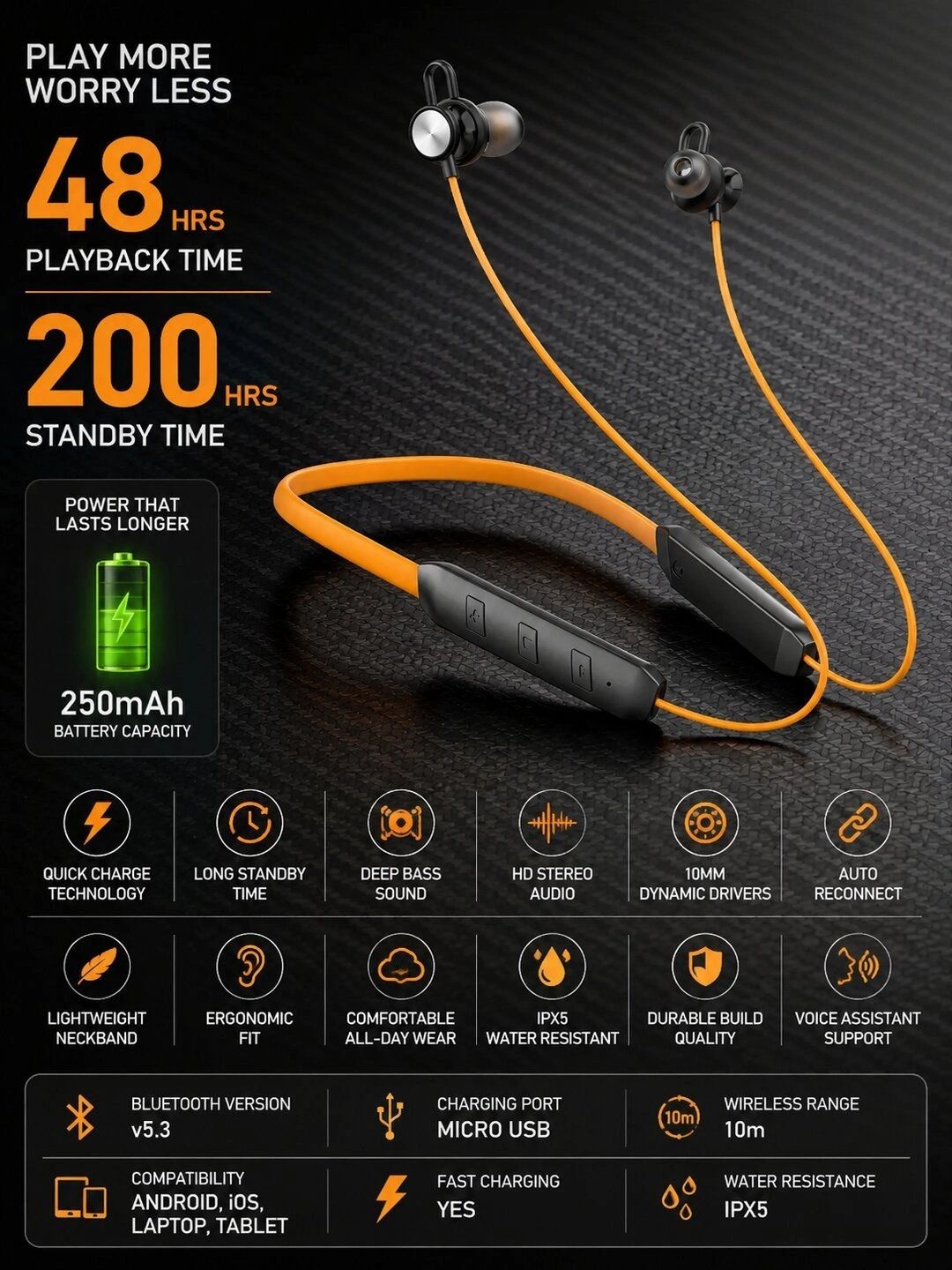 zusix Bluetooth In-Ear Wireless Neckband
