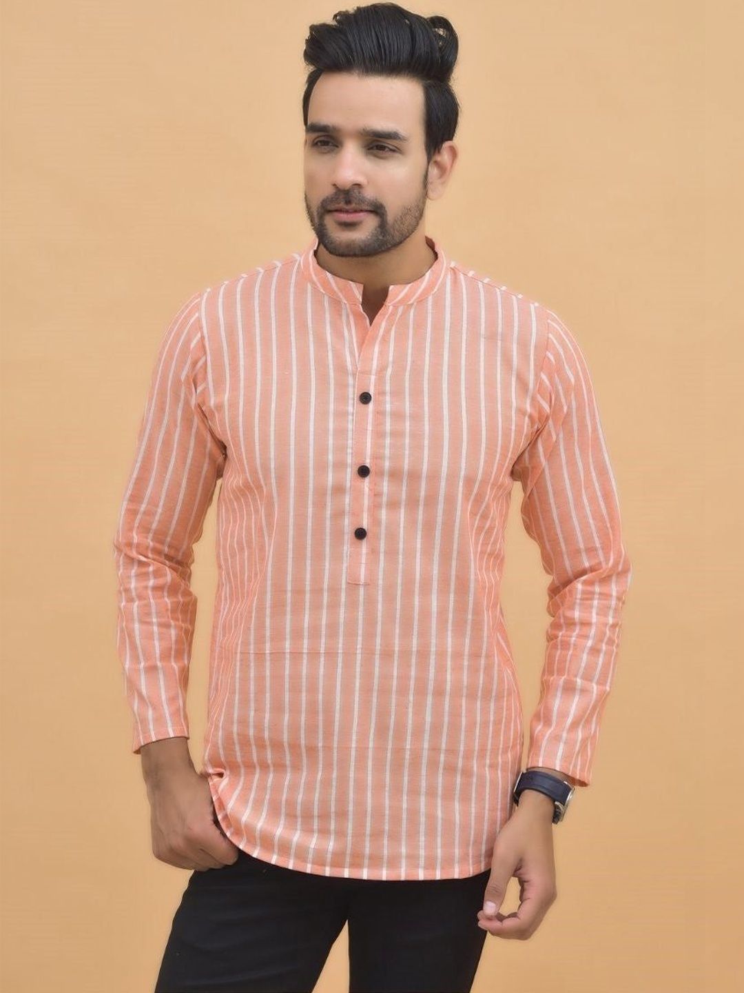 Anouk Mirage Men Checked Thread Work Handloom Kurta