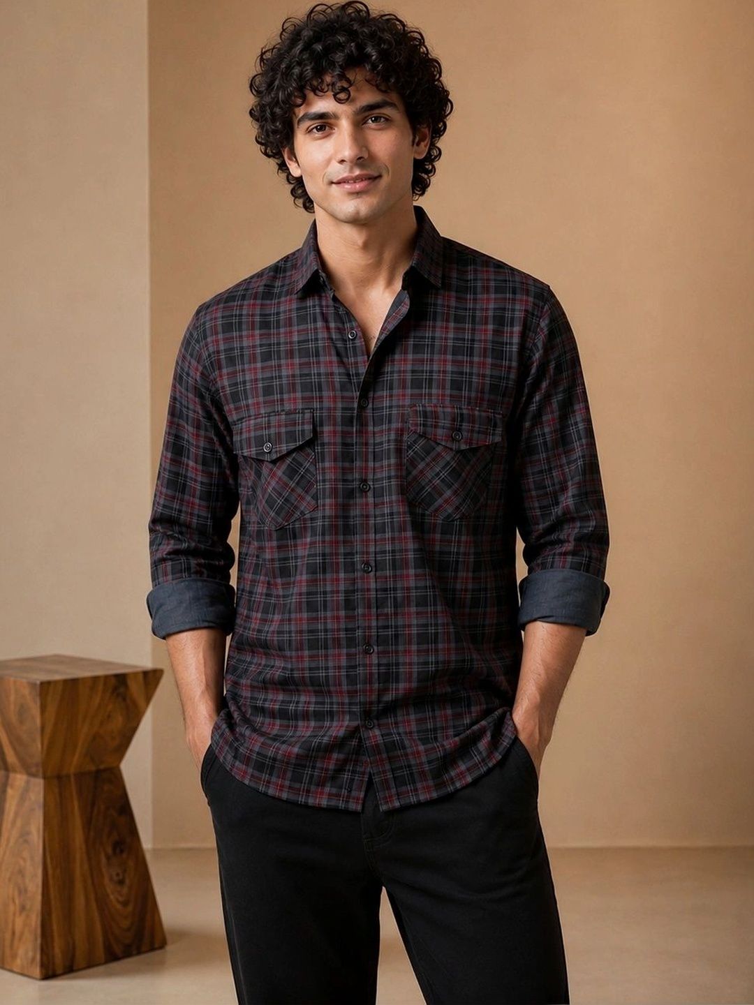 Moda Rapido X Tanip Men Tartan Checks Checked Casual Shirt