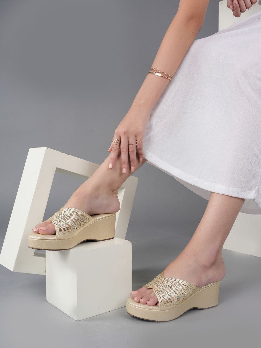 Anouk Women Synthetic Embellished Party Wedge