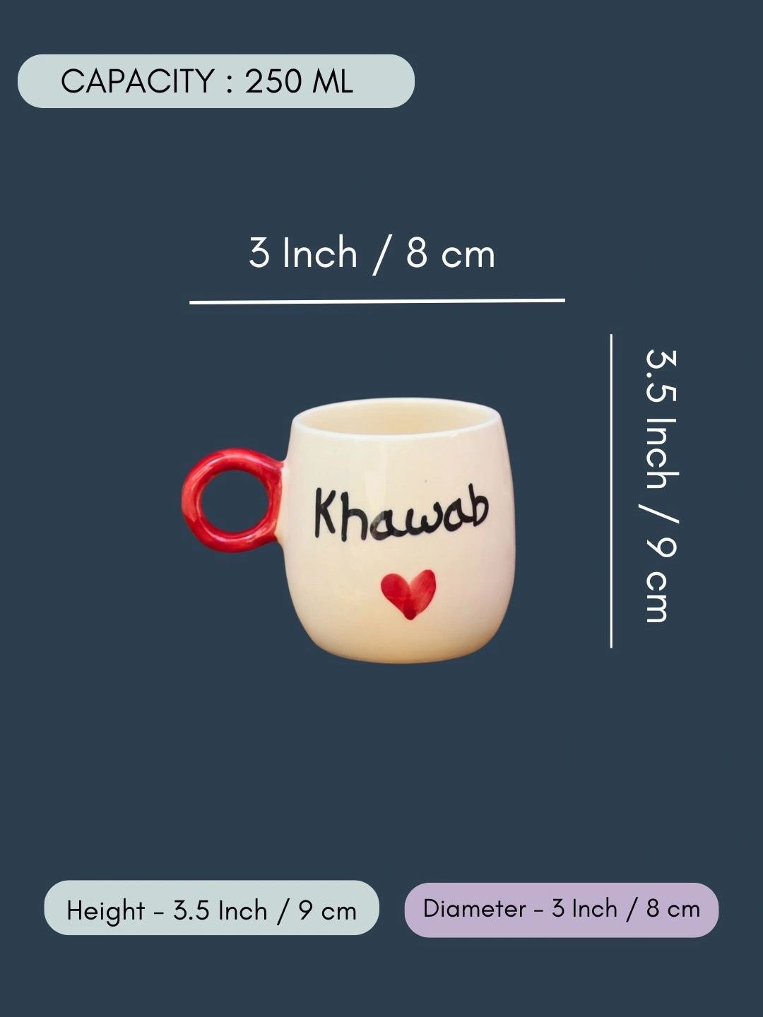 WEAVING HOMES White & Red Handcrafted and Hand Painted Printed Ceramic Glossy Mugs Set of Cups and Mugs