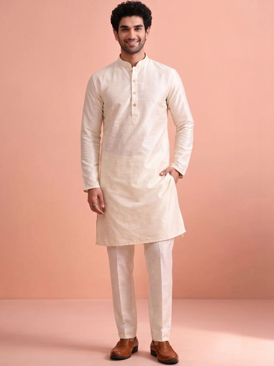 Angasudha Men Raw Silk Kurta