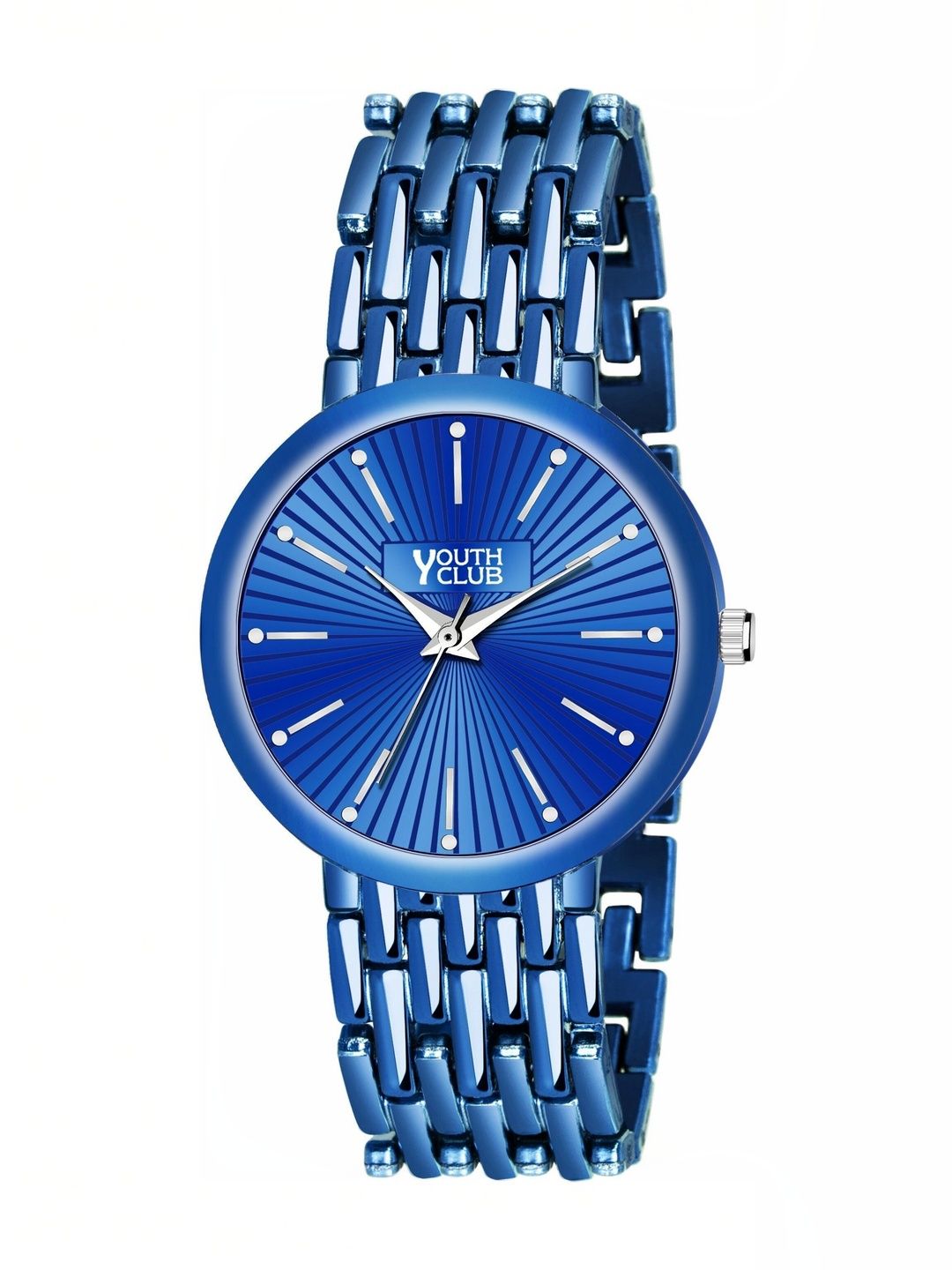 YOUTH CLUB YOUTH CLUB Women Patterned Dial & Stainless Steel Bracelet Style Straps Analogue Watch 12BR-281BLU