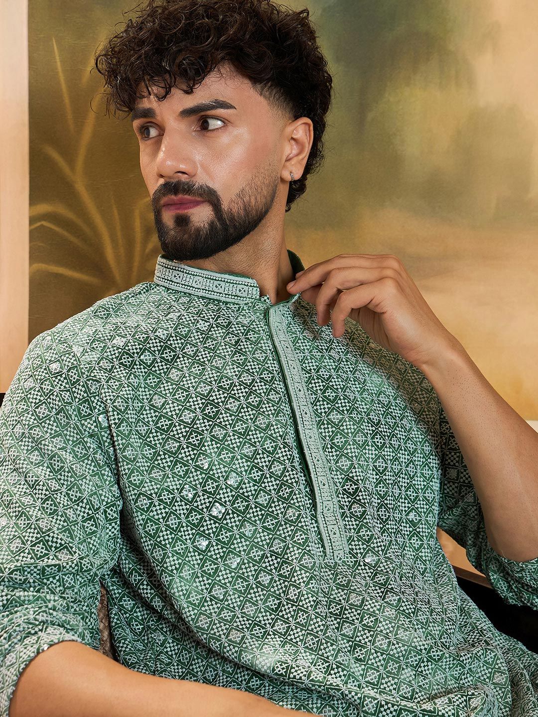 Anouk Men Viscose Rayon Straight Kurtas