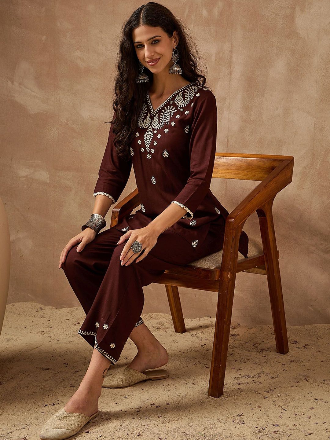 Anouk Embroidered Tunic With Trousers Co-Ords