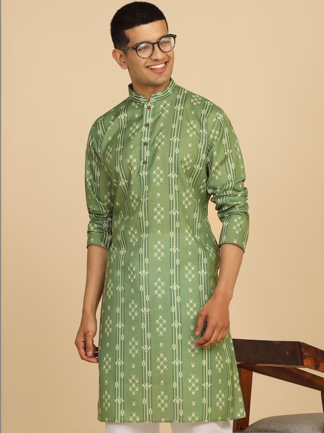 Anouk Mirage Stripe Green Kurta