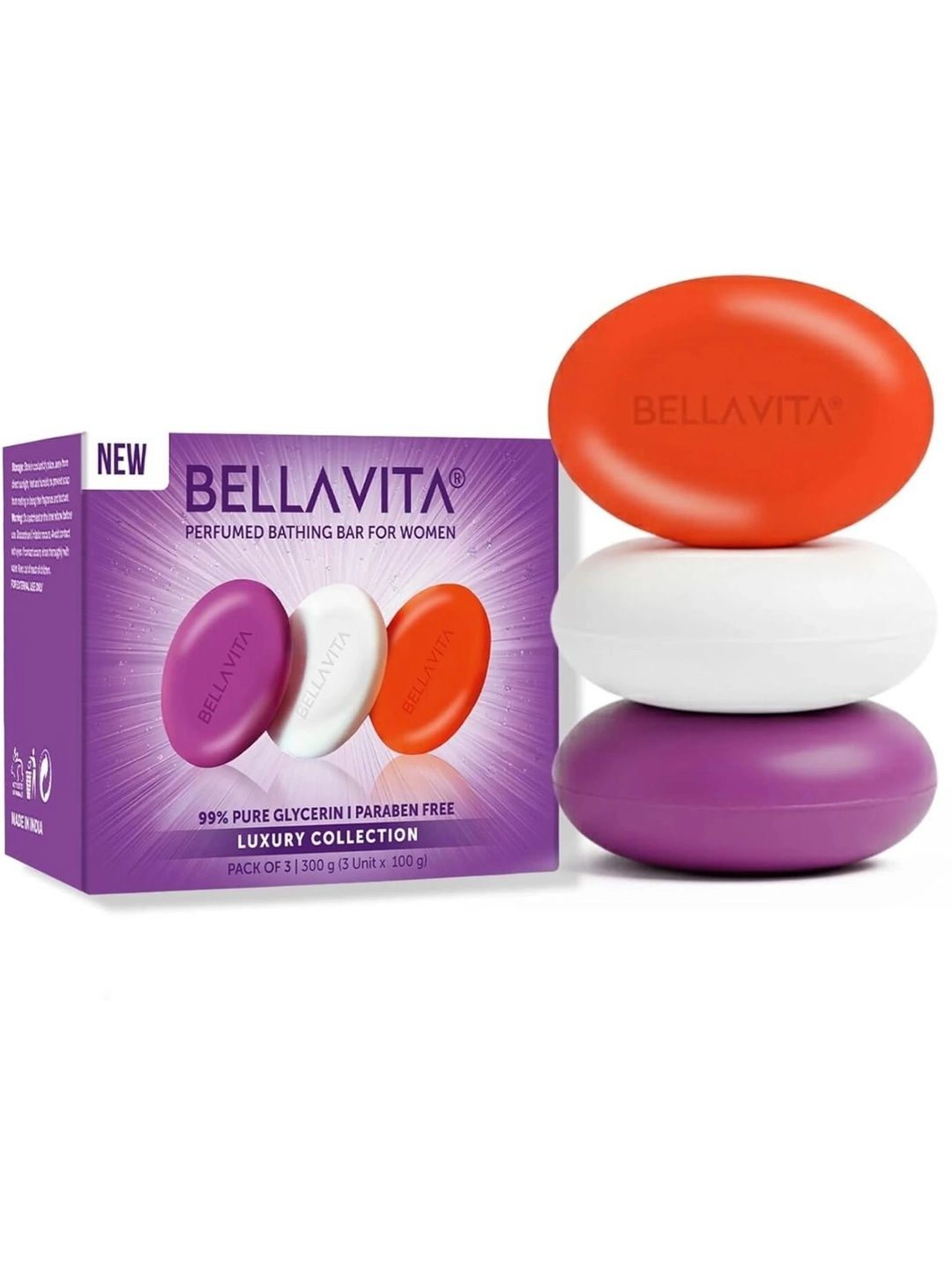 3 Pcs Perfumed Bathing Soap Bella Vita Organic Set Of 3 Perfumed Bathing Soap For Relaxing & Cleansing Skin -100g Each