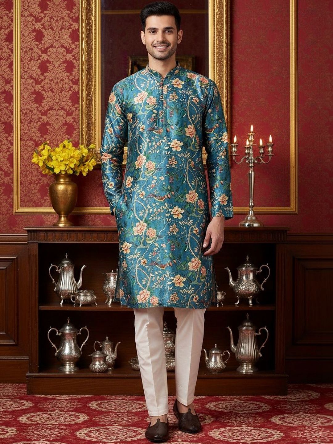 Anouk Men Floral Printed Kurta