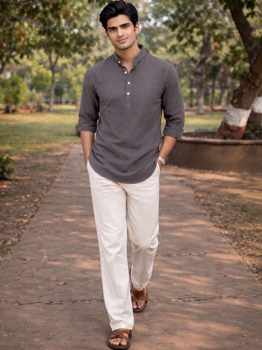 Anouk Men Pure Cotton Daily Short Kurta