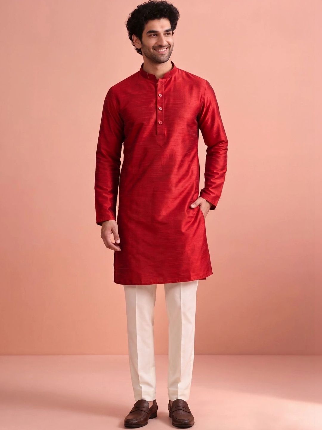 Angasudha Men Raw Silk Kurta