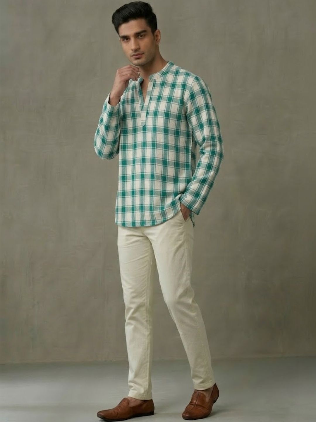 Anouk Mirage Men Checked Cotton Kurta