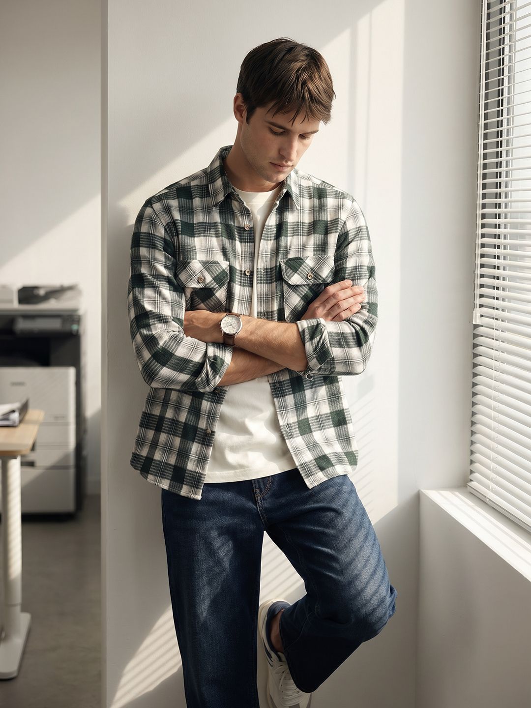 THE SHIRT CODE Checked Pure Cotton Casual Shirt