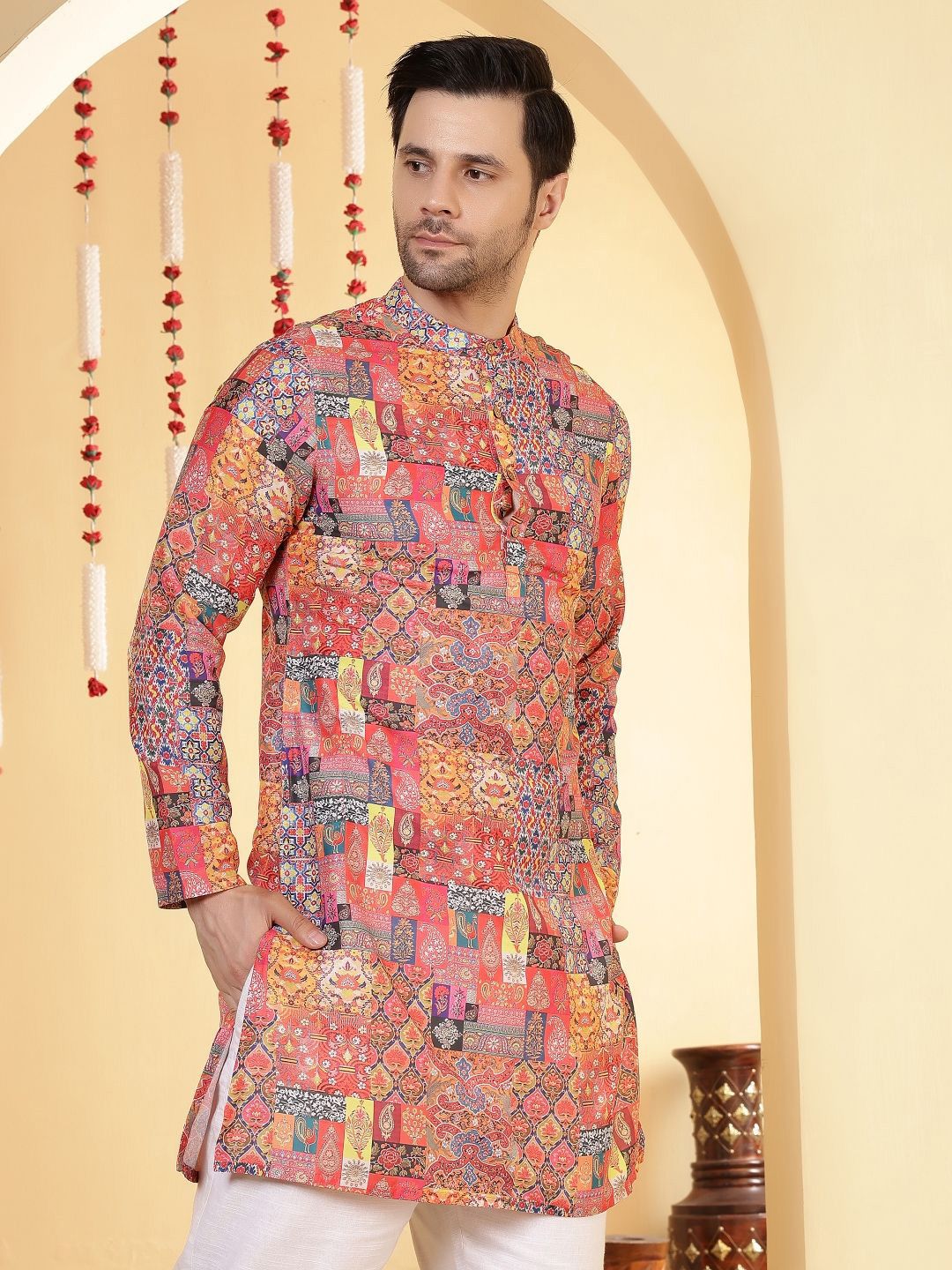 Anouk Men Floral Printed Festive Straight Kurta
