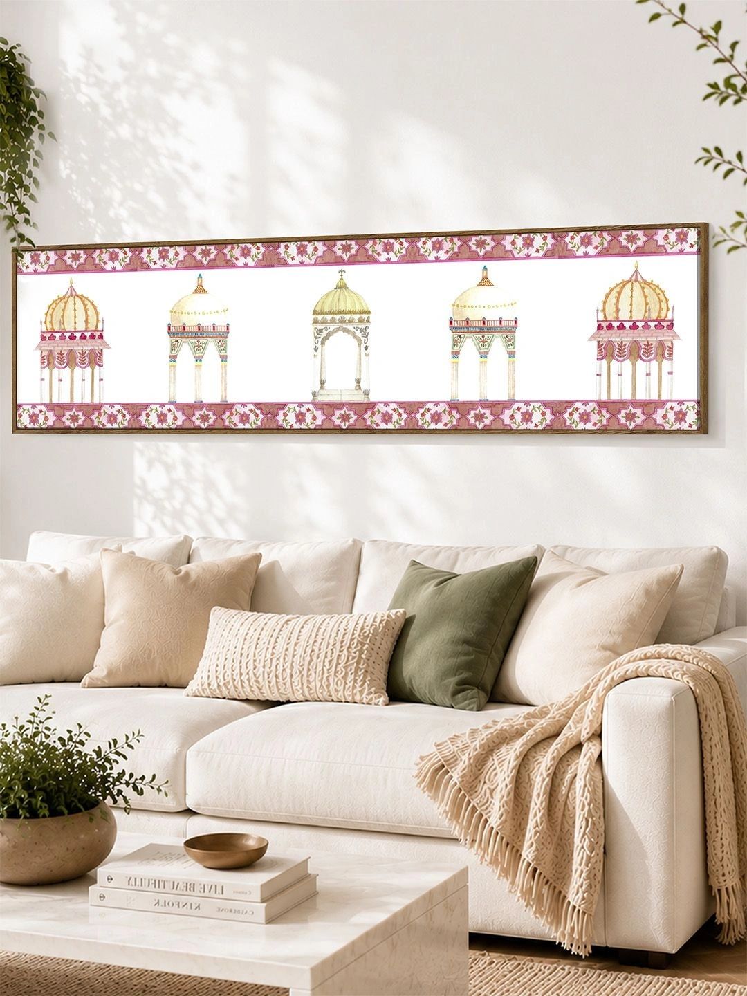 Art Street Art Street Mughal Temple Framed Canvas Wall Art Painting 13x47 In