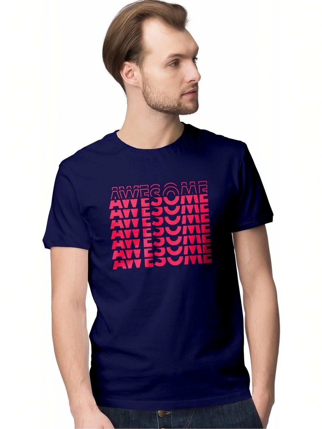 INKWALE Men Typography Printed T-shirt