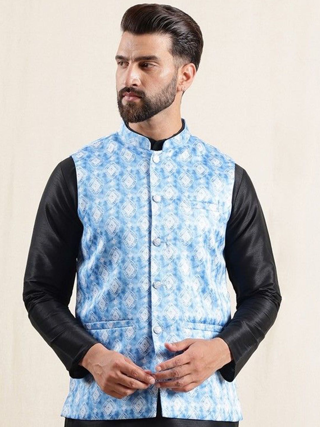 Anouk Geometric Printed Nehru Jacket