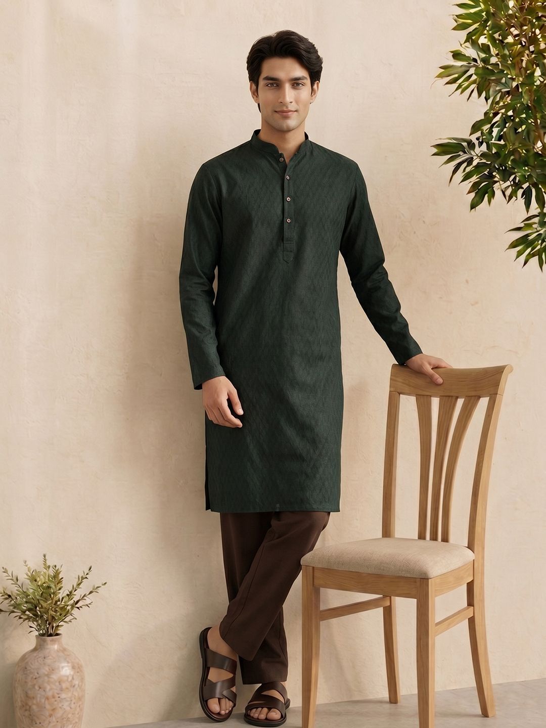 Anouk Geometric Woven Design Kurta