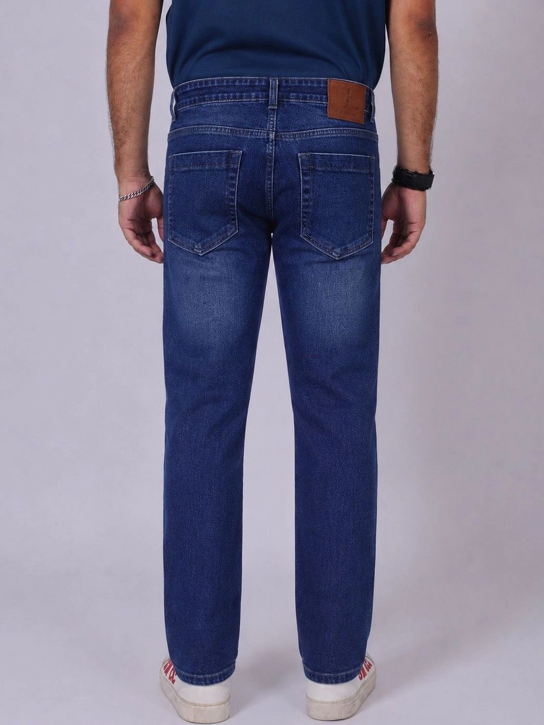 by2Men Men Straight Fit Mid-Rise Low Distress Stretchable Jeans