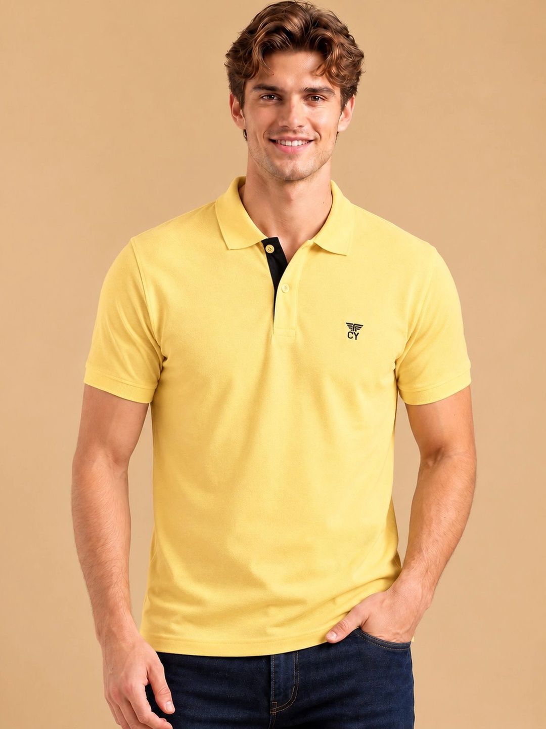 Club York Men Brand Logo Polo Collar T-shirt