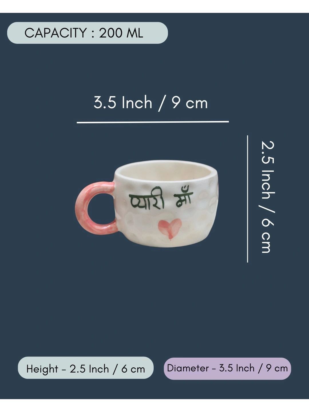 WEAVING HOMES White & Peach-Coloured Handcrafted and Hand Painted Printed Ceramic Glossy Mugs Set of Cups and Mugs