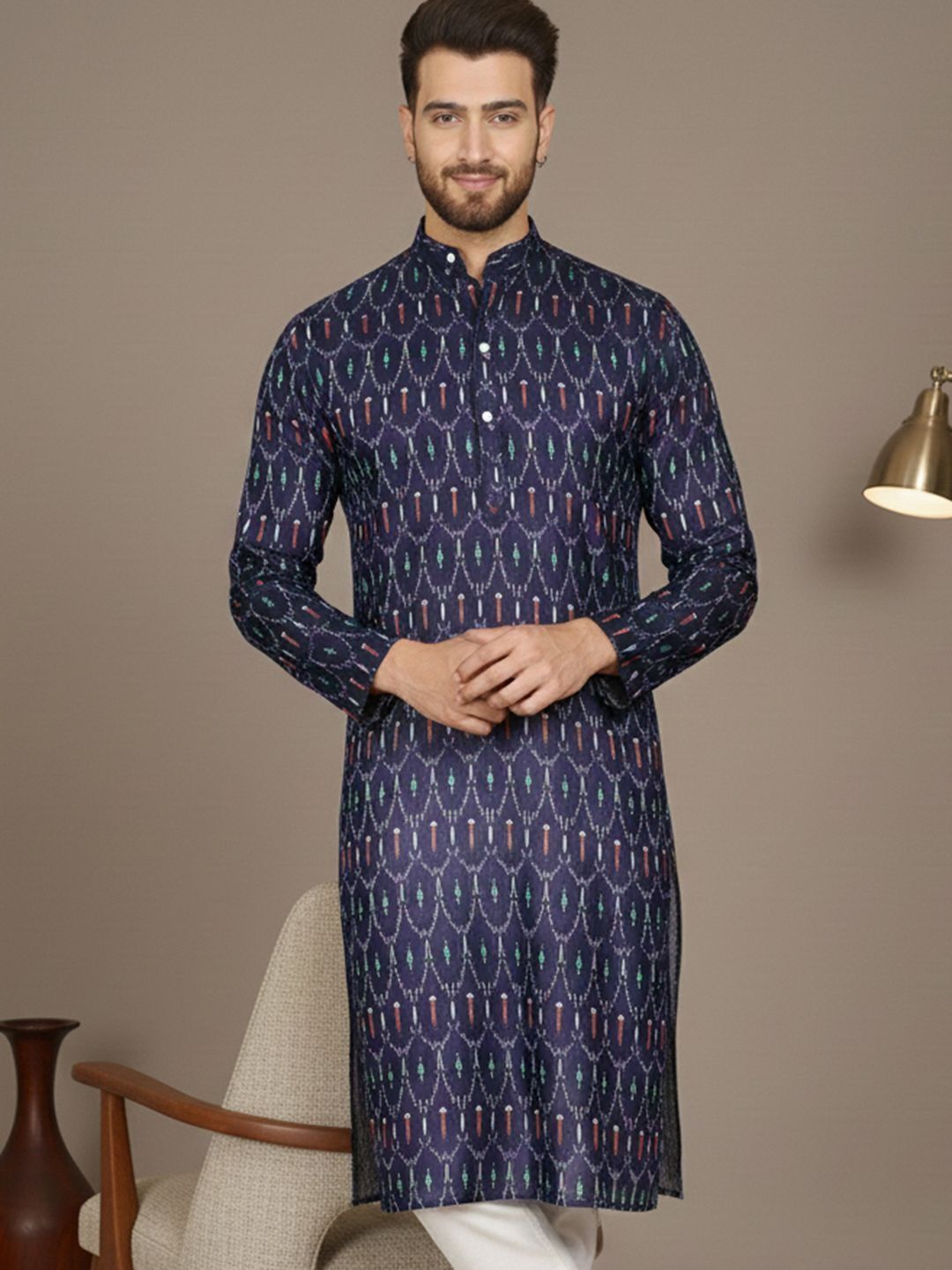 Anouk Men Geometric Printed Kurta