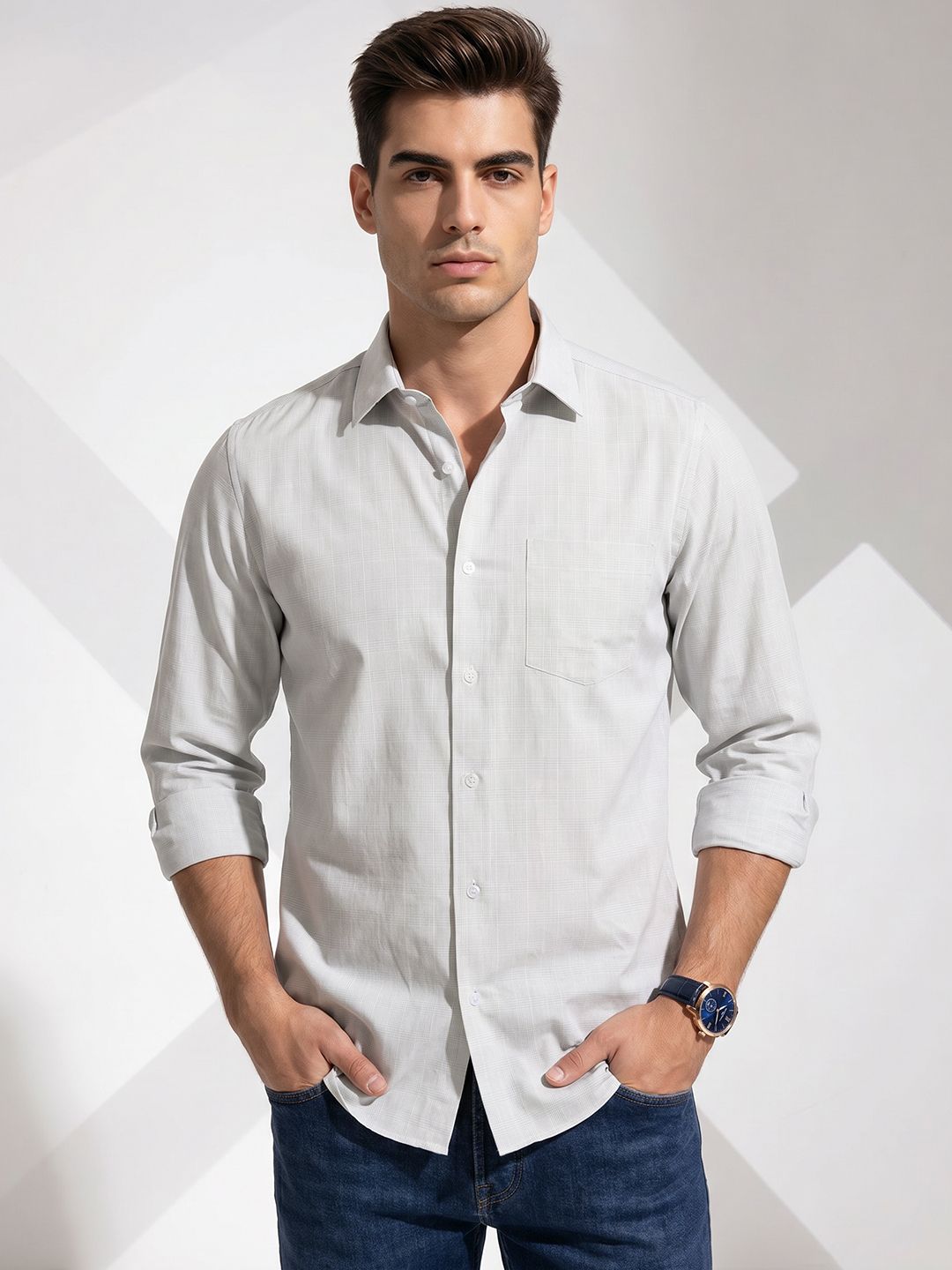 encore by INVICTUS Checked Pure Cotton Casual Shirt