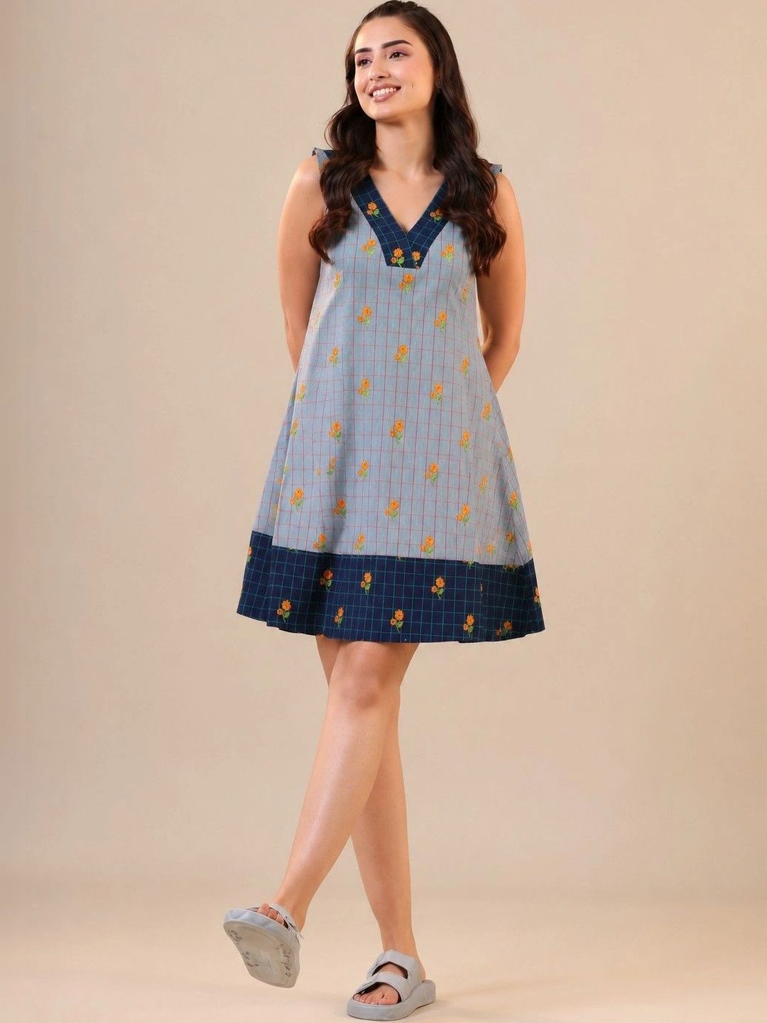 Maavish Maavish Floral Print Ruffled A-Line Dress