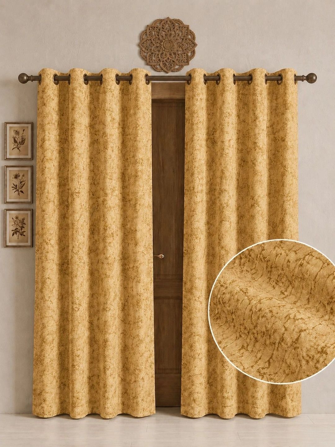 Lunar Days Lunar Days Gold-Toned Set of 2 Room Darkening Curtains and Sheers