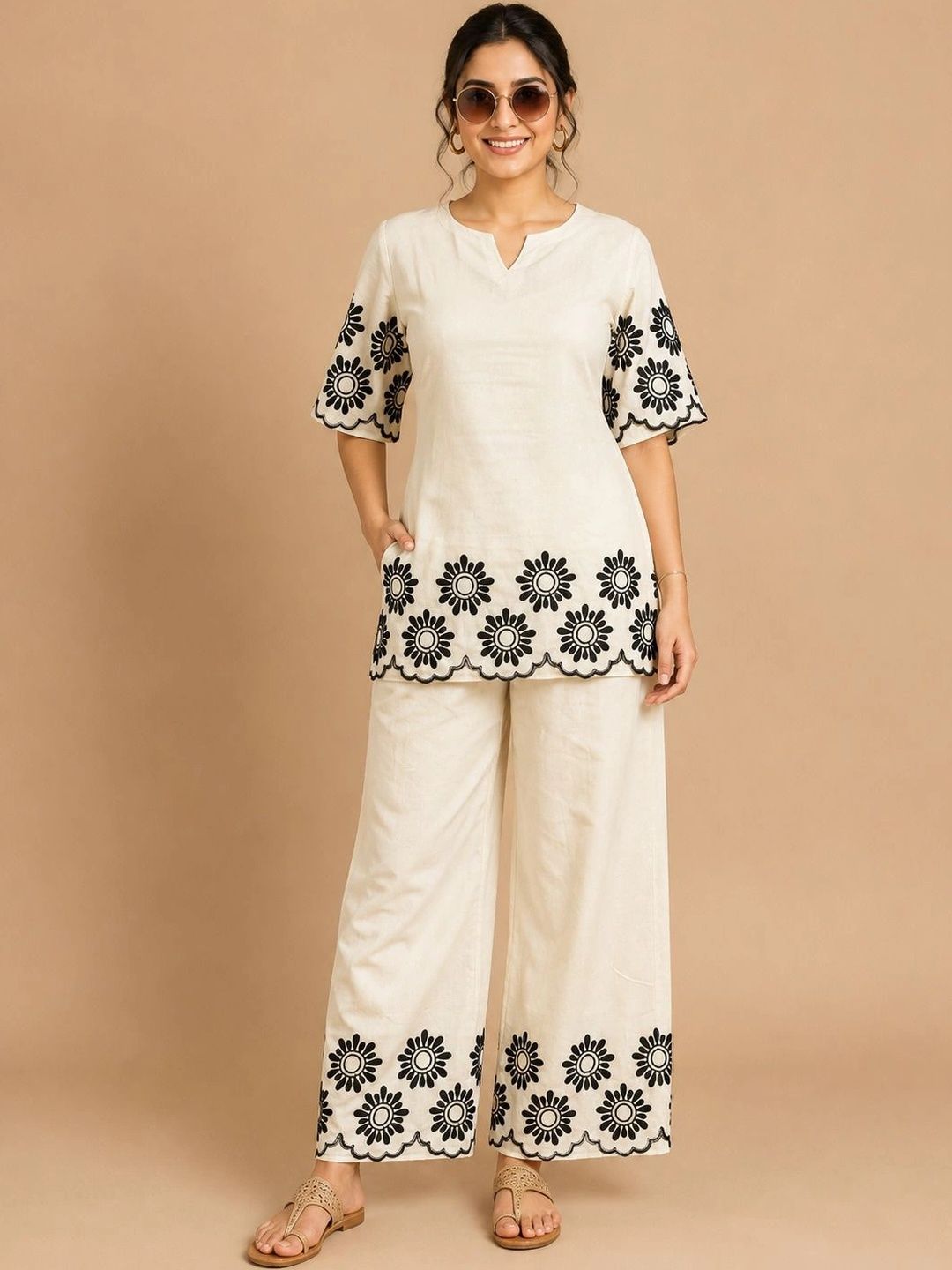 GRINISH Embroidered Tunic with Palazzos