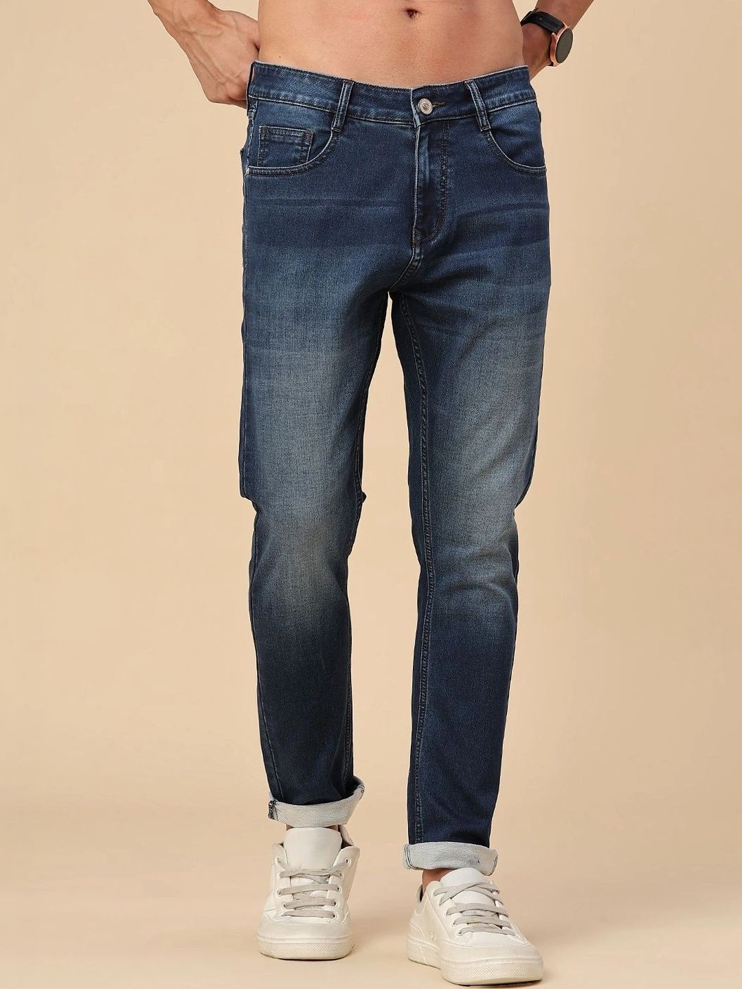 V-Mart V-Mart Men Regular Fit Mid-Rise Low Distress Stretchable Jeans