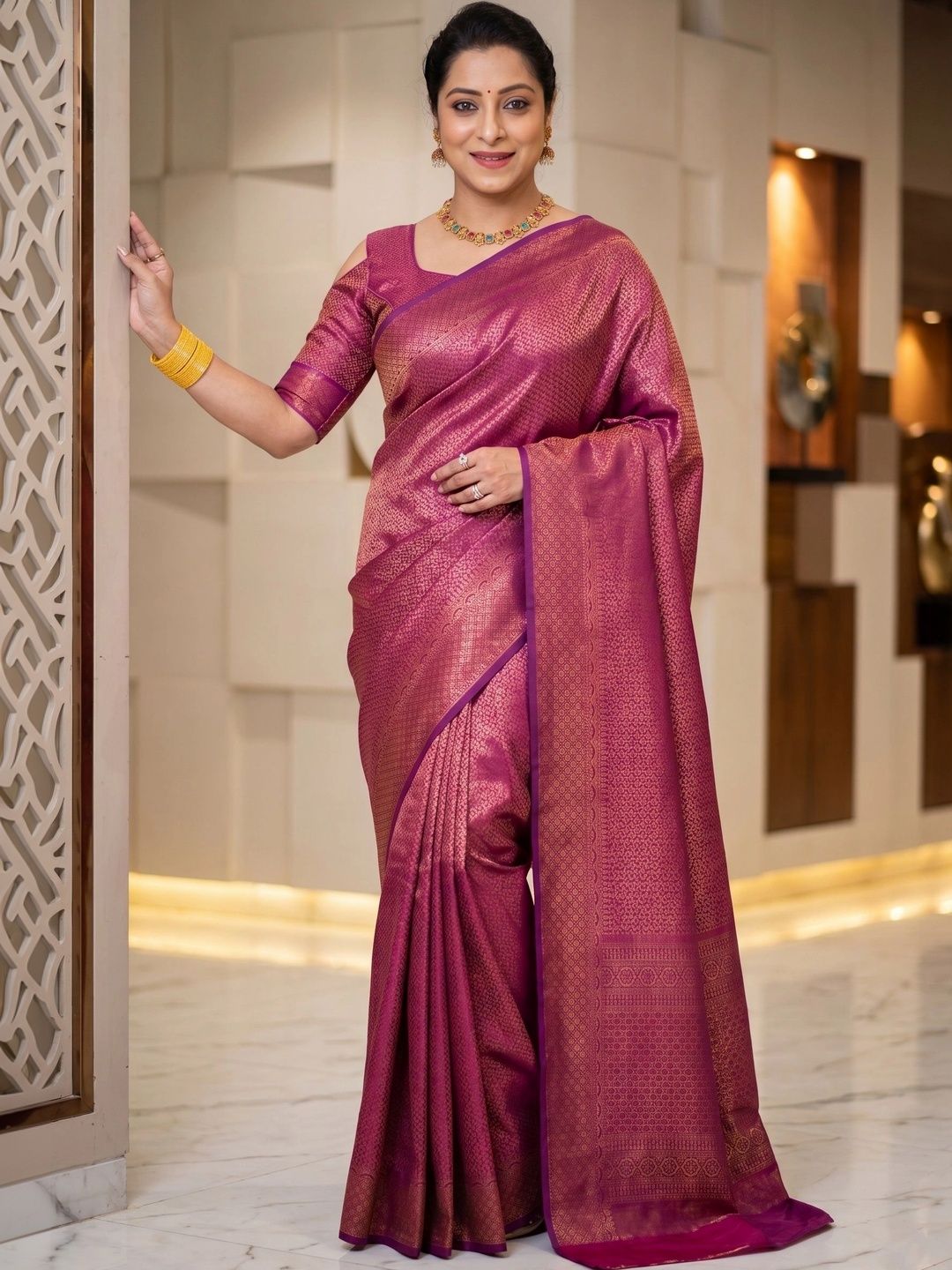 MITAL ENTERPRISE Woven Design Zari Pure Silk Banarasi Saree With Blouse