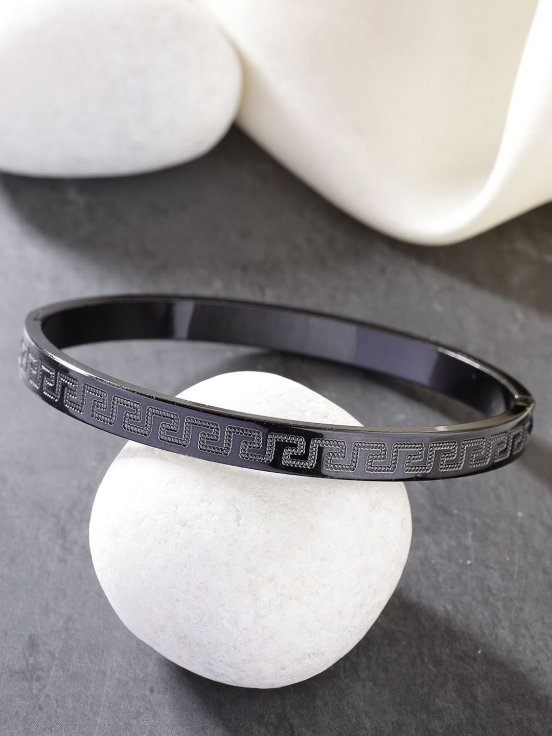Anouk Men Rhodium-Plated Stainless Steel Kada Bracelet