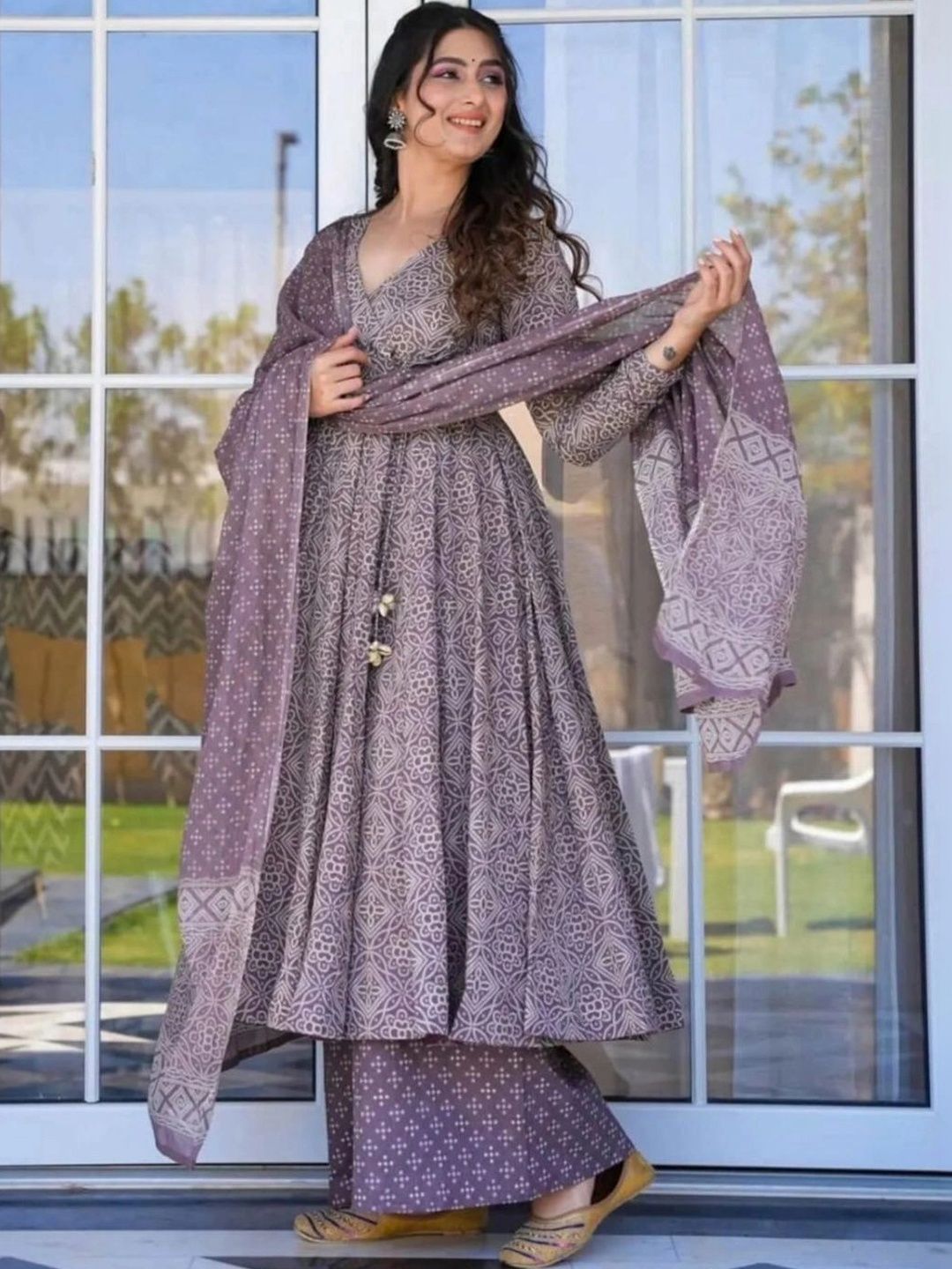 PREM KUMAR PREM KUMAR Women Ethnic Motifs Printed Angrakha Kurta with Palazzos & With Dupatta