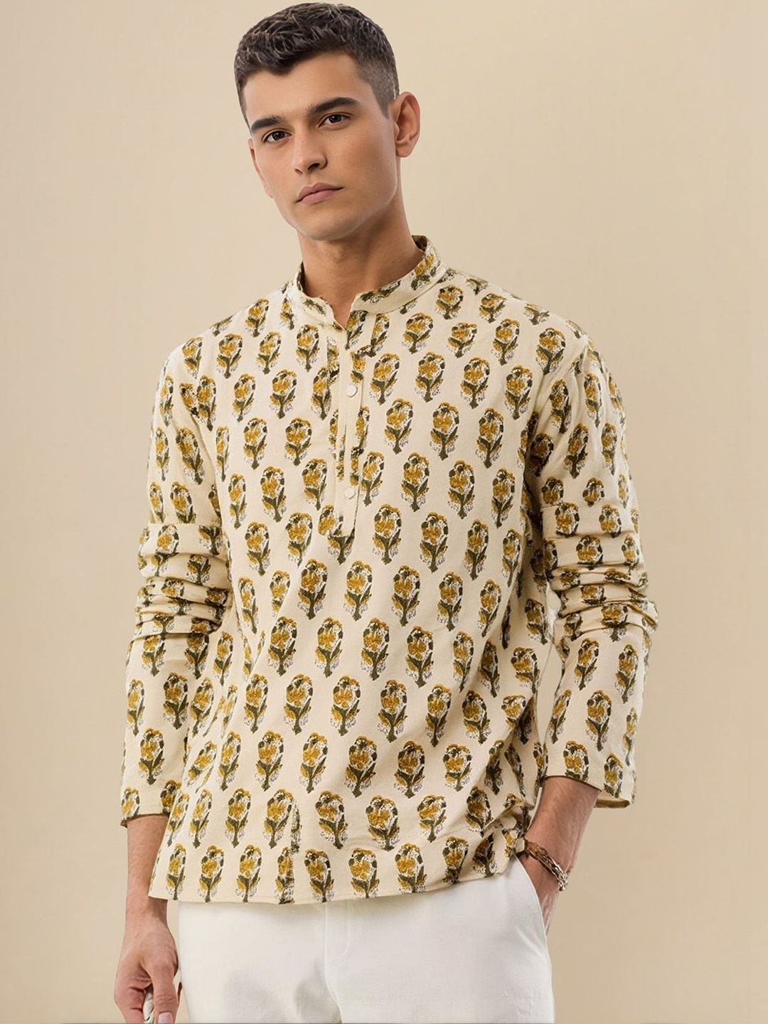 Anouk Mirage Men Cold-Shoulder Sleeves Thread Work Kurta