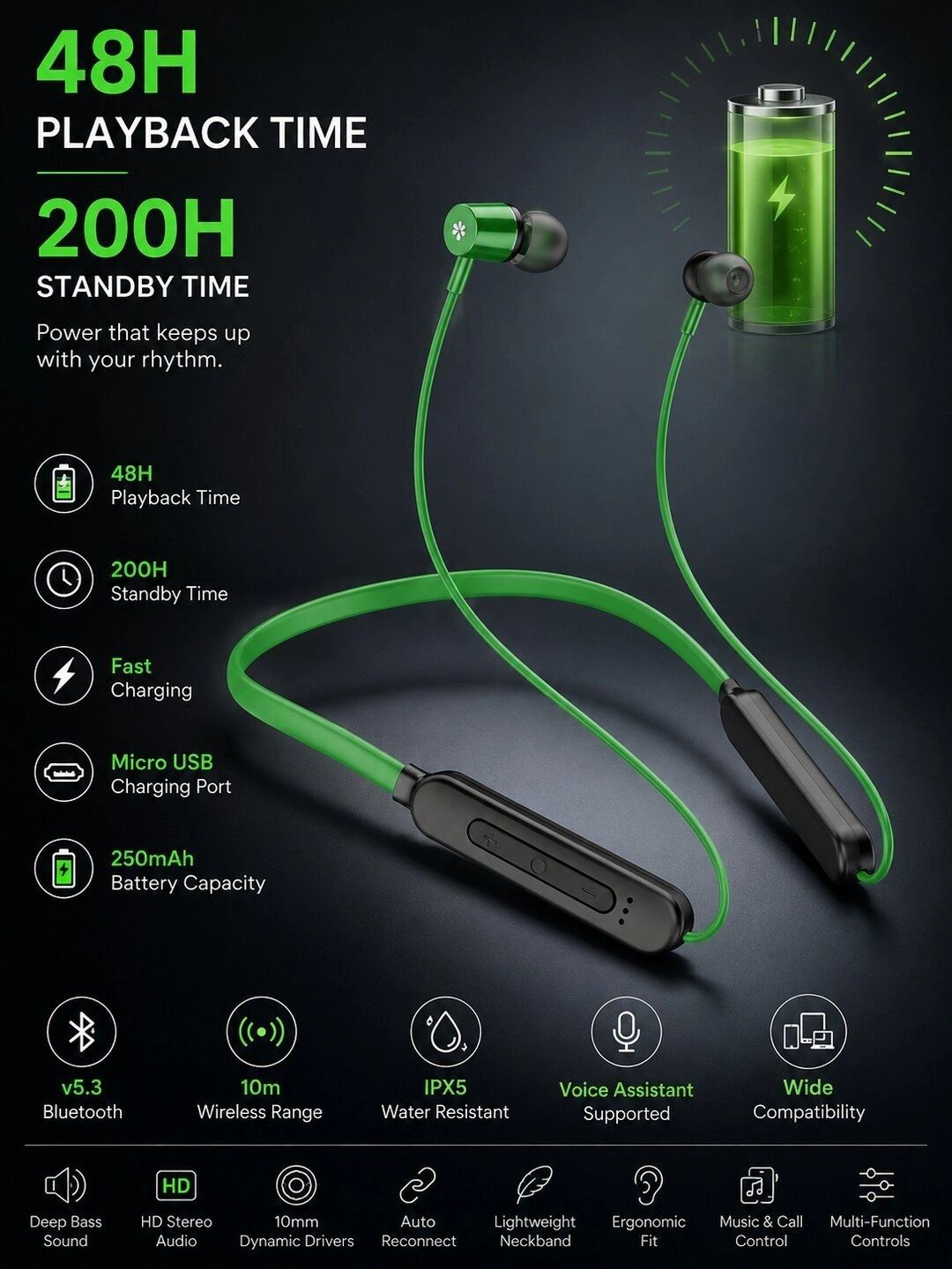 zusix Elite Plus With Upto 40 Hrs Playtime In-Ear Wireless Neckband
