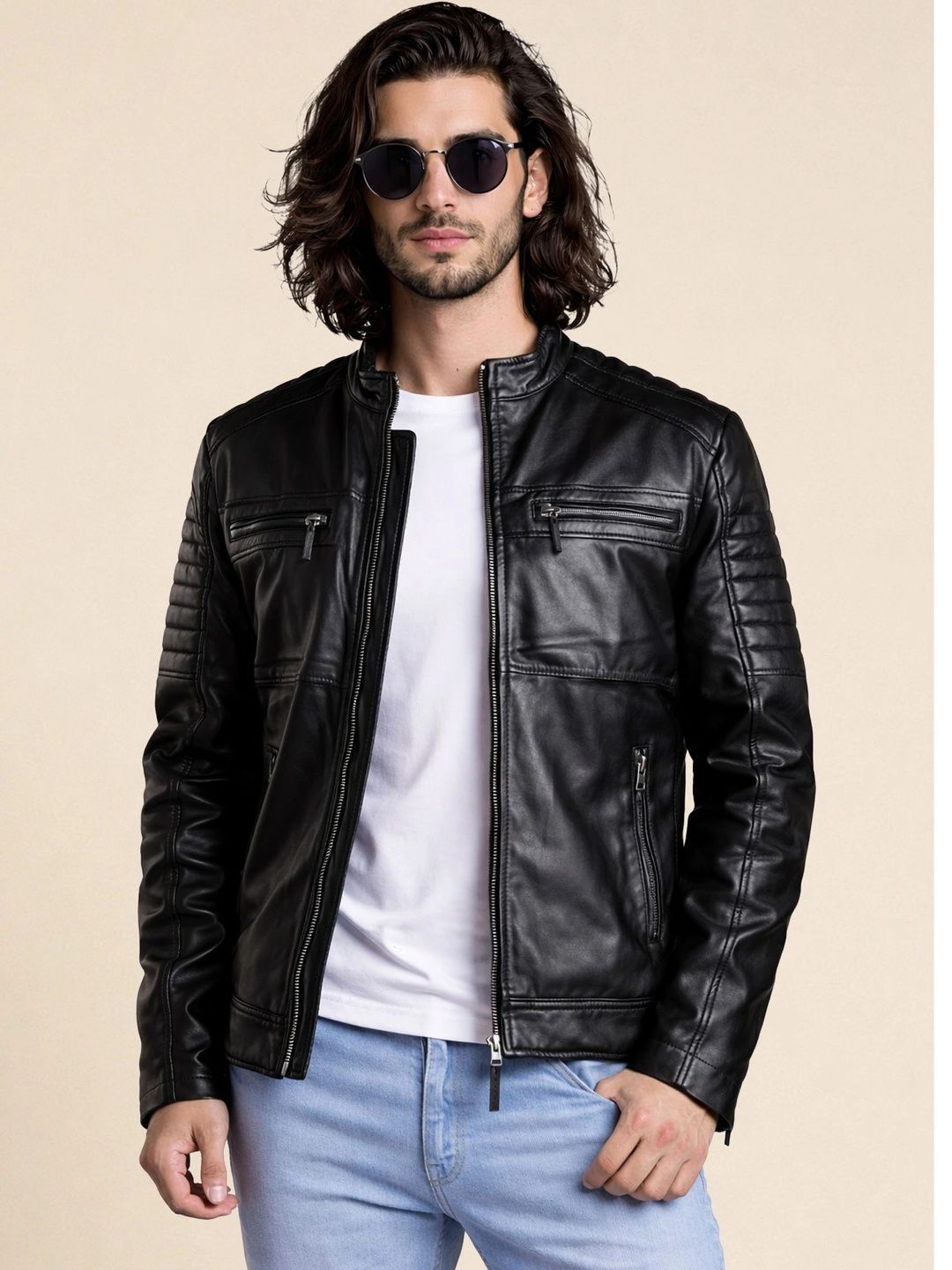 Leather Retail Men Outdoor Biker Jacket