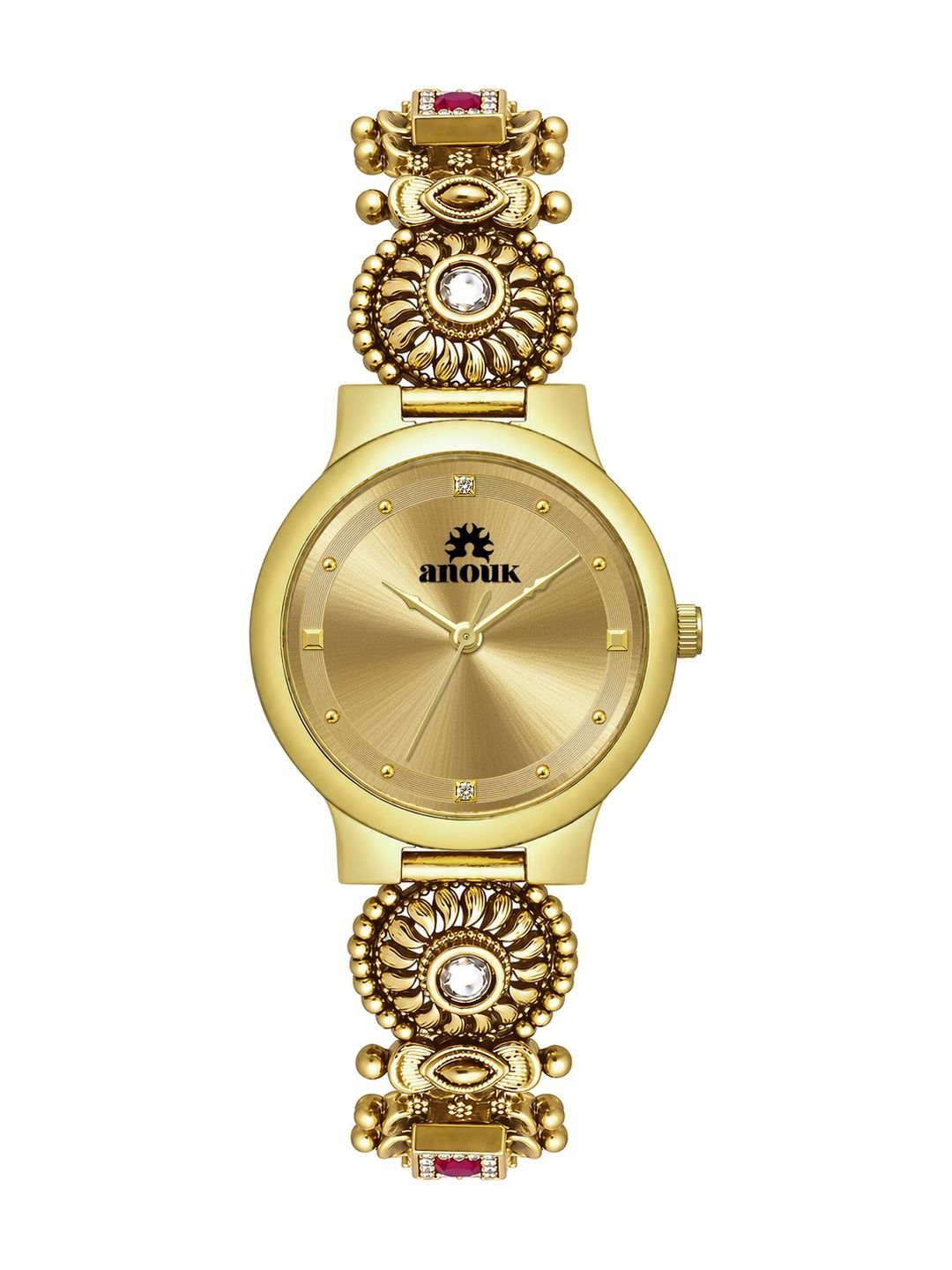 Anouk Anouk Women Dial & Bracelet Style Straps Analogue Watch 1603 Golden Dial Luxury in Motion