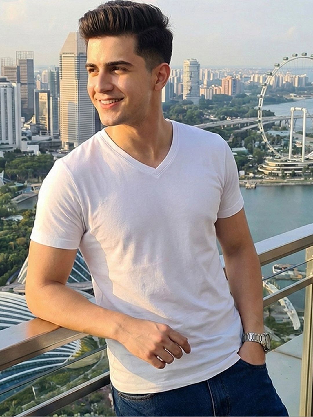 HERE&NOW Men V-Neck T-shirt