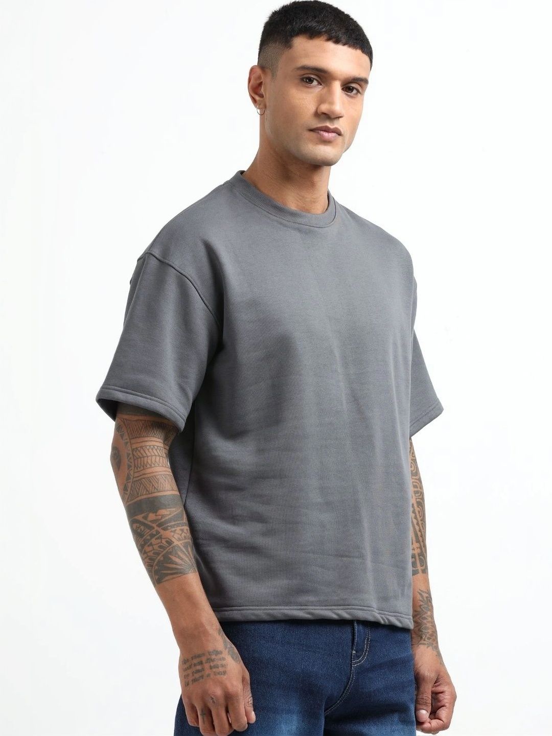 Atnora Men Printed Drop-Shoulder Sleeves T-shirt