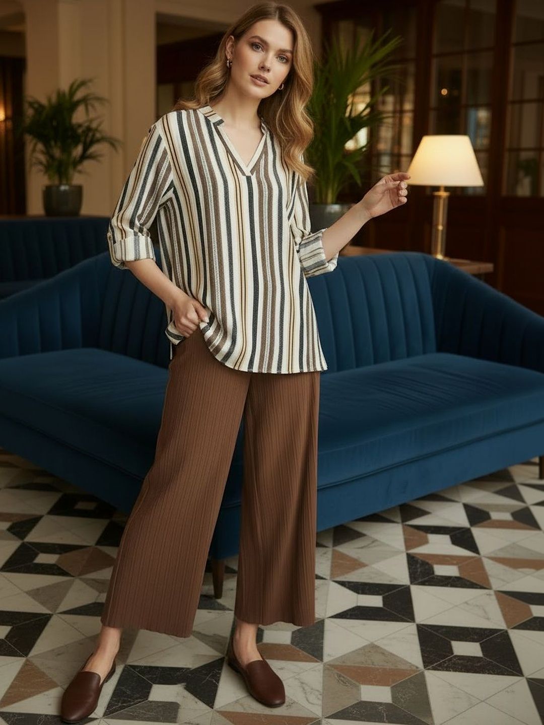 Anouk Striped Top with Palazzos