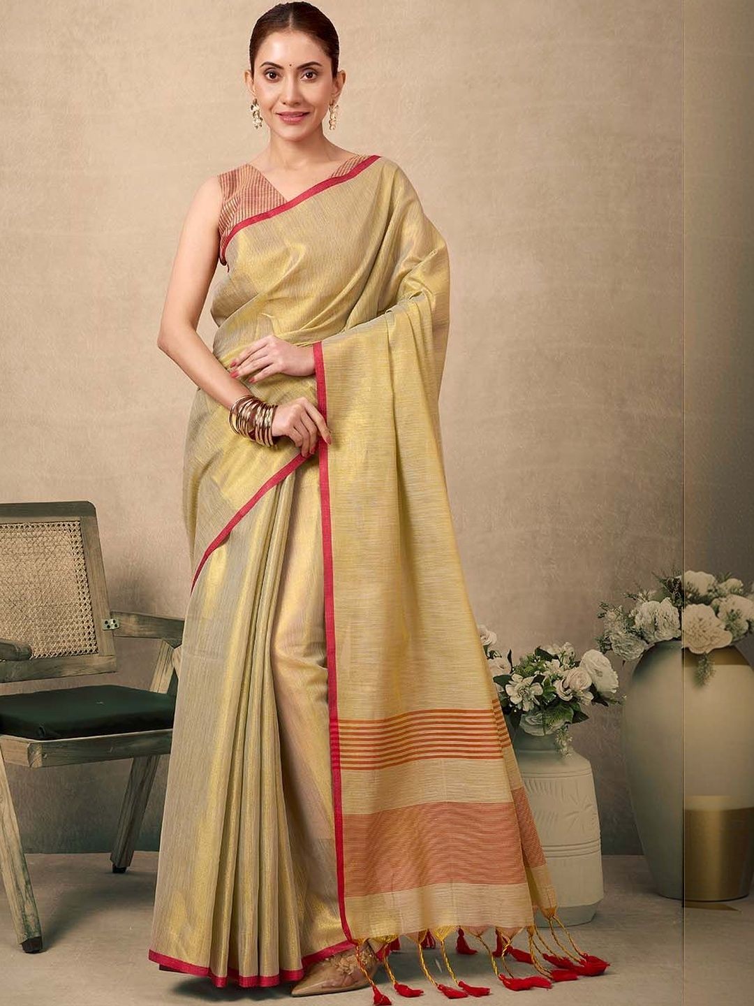 Anouk Woven Design Tissue Handloom Saree