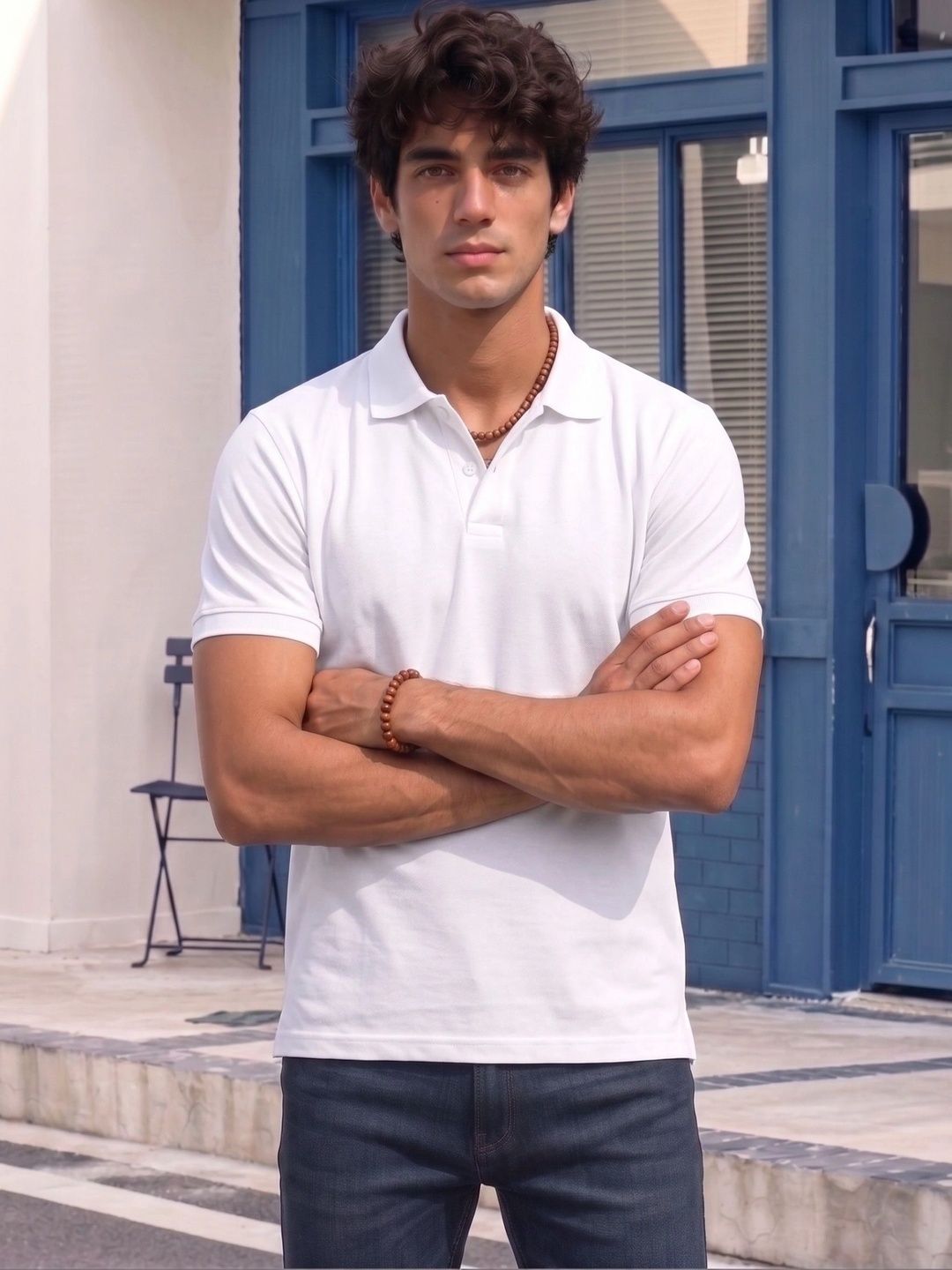 BAGHADBILLO Men Polo Collar T-shirt