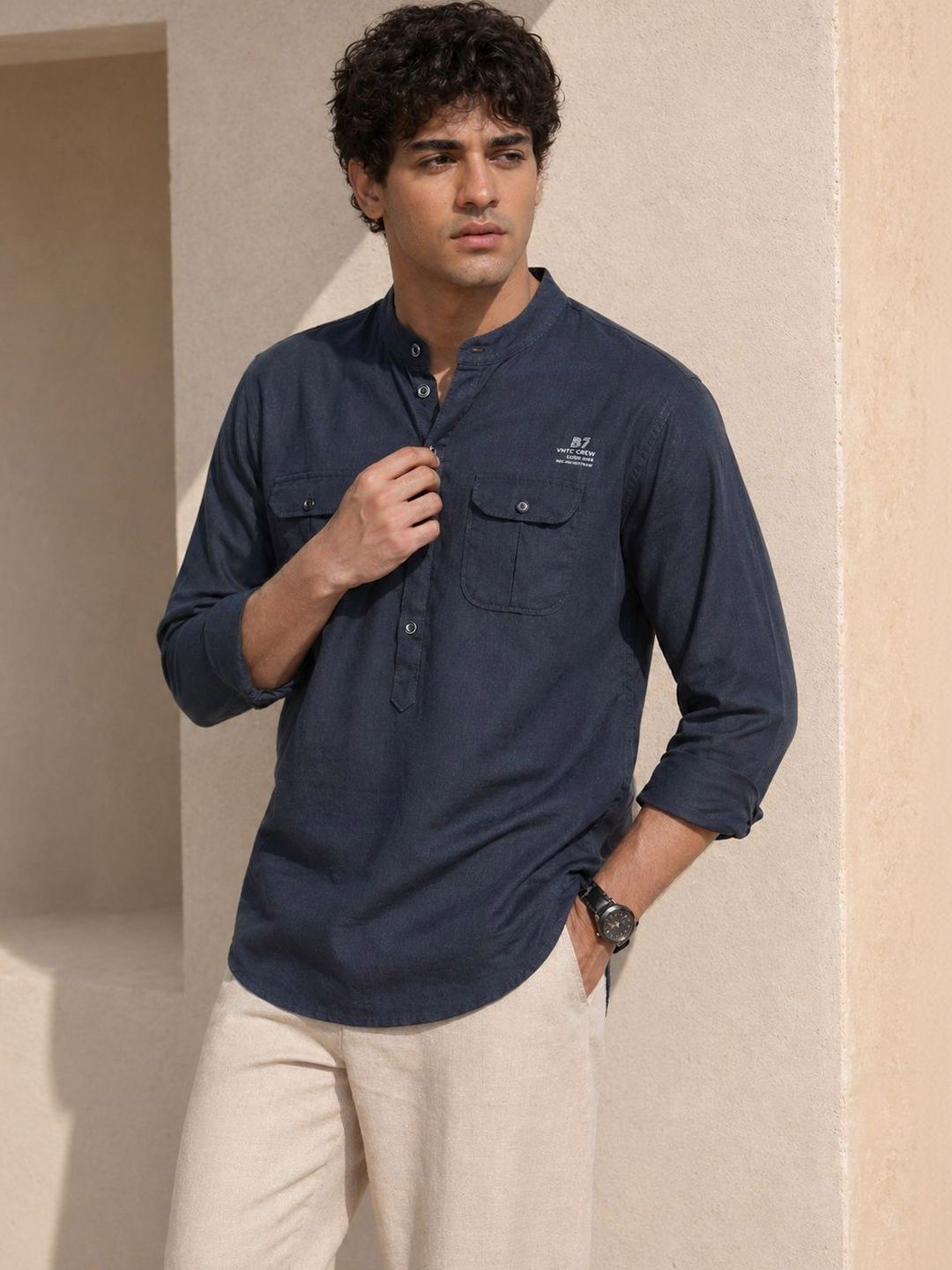 Anouk Men Rolled up Sleeve Short Kurta