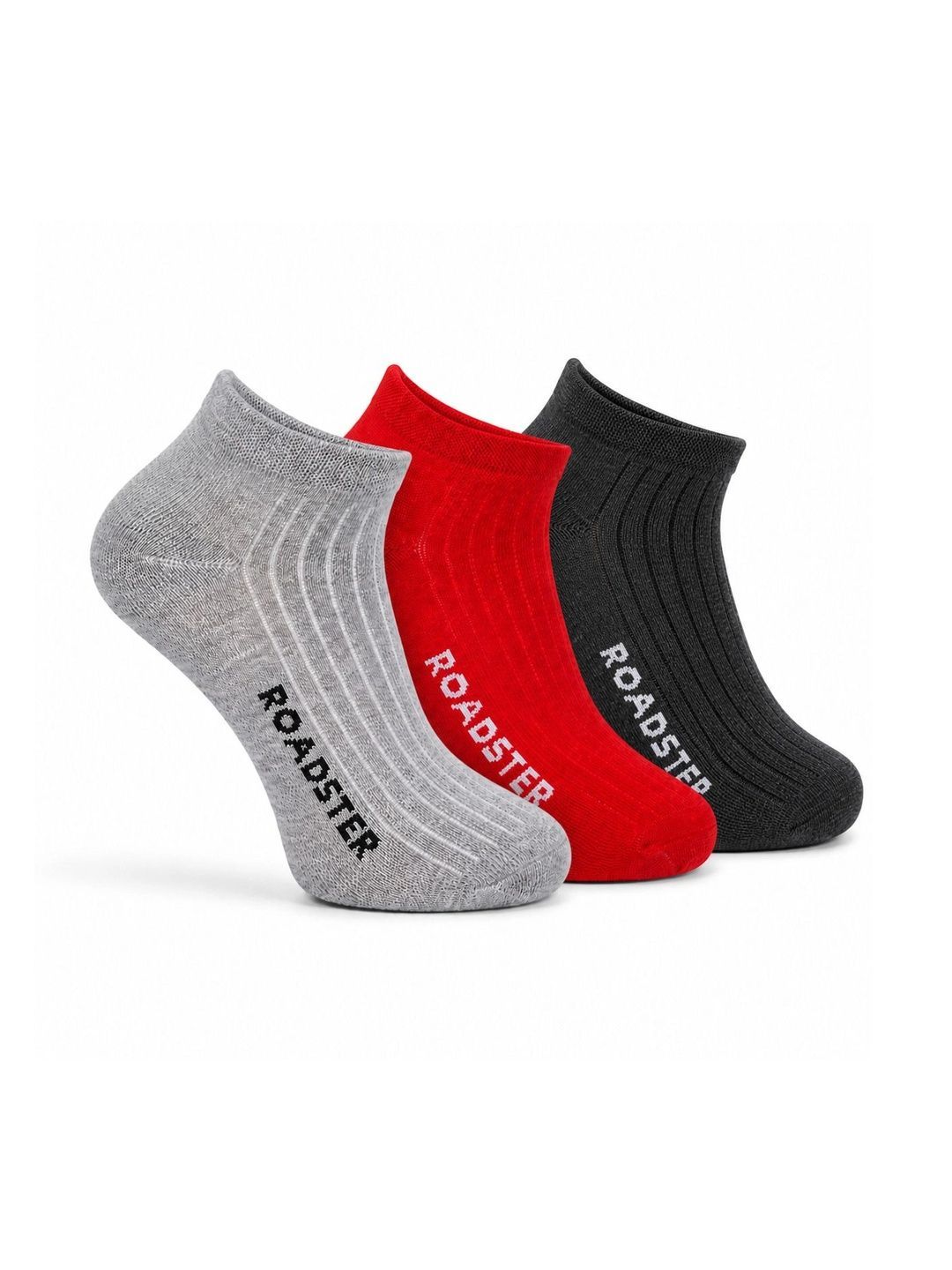 Roadster Men Pack of 3 Cotton Striped Ankle Length Socks
