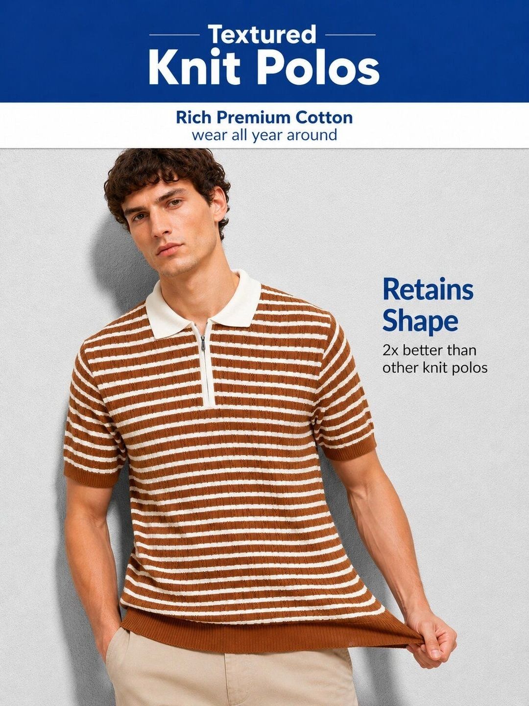 MOHICANS Men Striped Polo Collar T-shirt